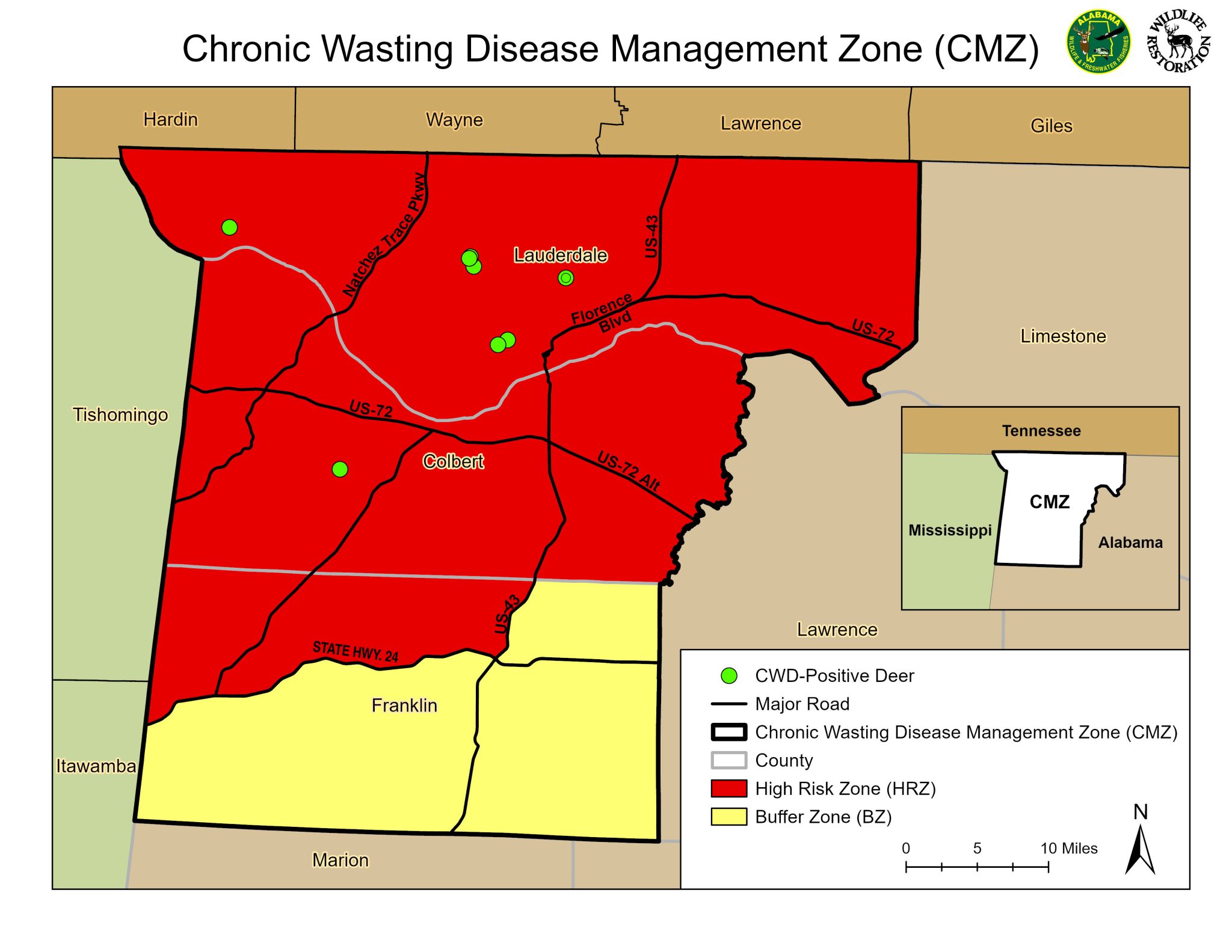 Cwd Levels CWD detection in Colbert County expands state’s CWD Management Zone ...